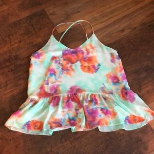 Floral drop waist tank
